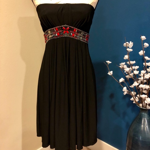 White House Black Market black beaded dress - Picture 2 of 4
